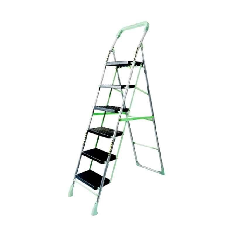 Inaithiram SL6SPR 150kg 6 Step CRC Parrot Green Powder Coated Foldable Step Ladder with Anti Slip & Safety Clutch Lock