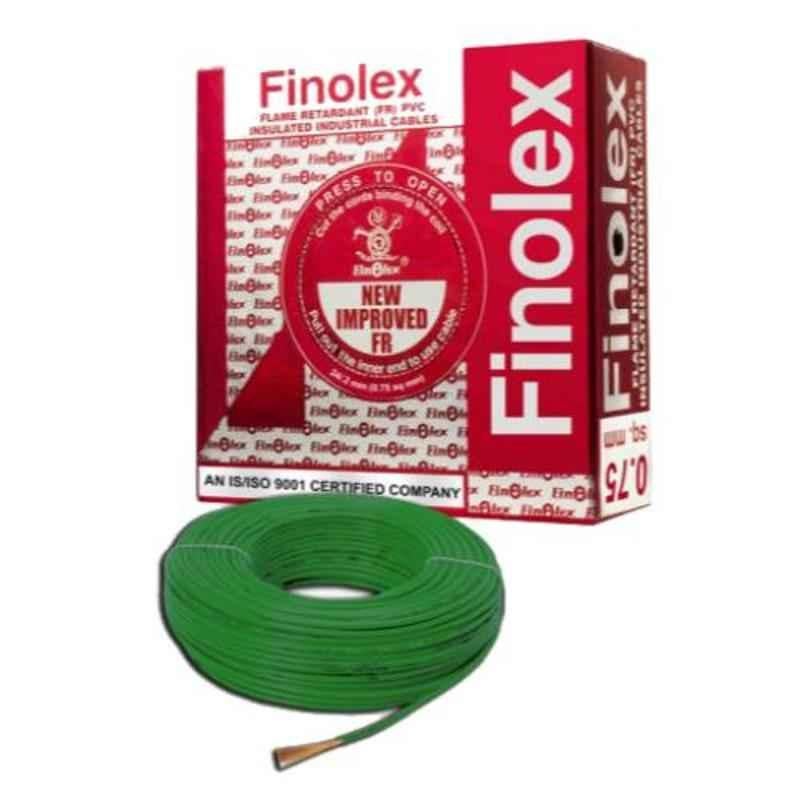 Finolex 0.75 Sqmm 90m Green Single Core FR PVC Insulated Industrial Cable, 10302