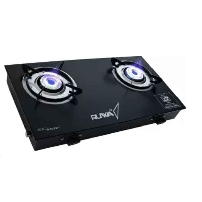Ruwa SWLCG2D 2 Burner Black Glass Top Manual Gas Stove