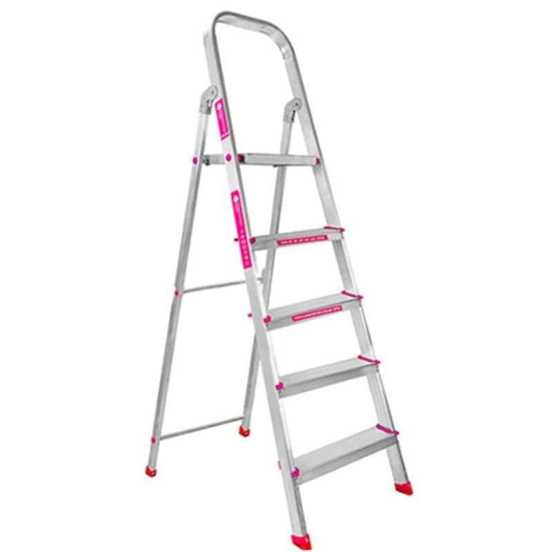 Casa Copenhagen CCSLCL500MG 150kg 5 Step Aluminium Silver & Pink Ladder