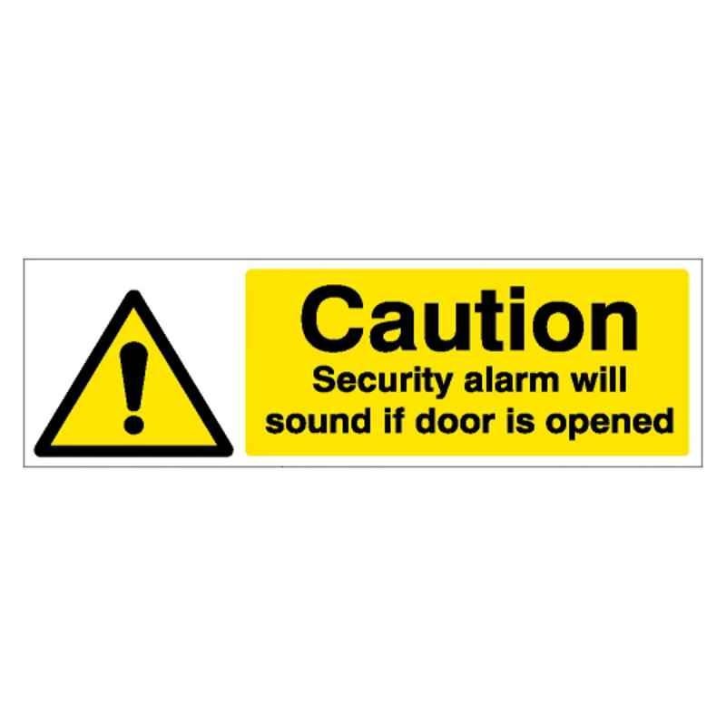 SUNSIGNS 450x150mm Vinyl & ACP Sheet Caution Security Alarm will Sound if Door is Opened Signage, SN0132VNLM3HPIFAL