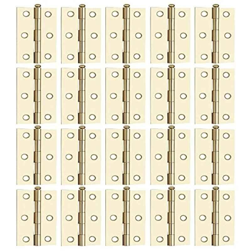 Screwtight 3 inch Iron Removable Pin Butt Hinge with Brass Plated Finish, S170201EB-20 (Pack of 20)