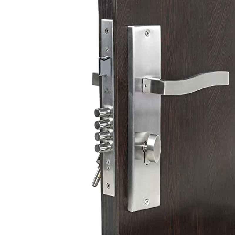 Homexpert Viva-OSK 10 inch 60mm Stainless Steel Silver Cylindrical Plate One Side Key Mortise Door Lock Set