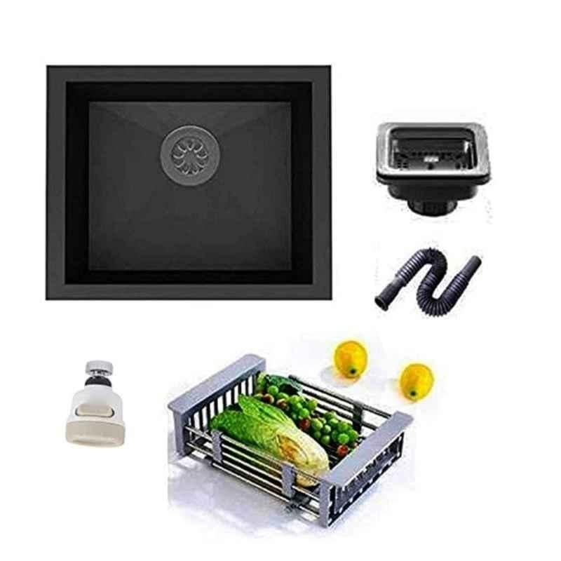 IRIS Millennium 24x18x10 inch Stainless Steel Black Matt Finish Square Single Bowl Kitchen Sink