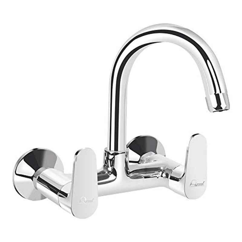 Aquieen Cuff Brass Chrome Wall Mounted Sink Mixer with Provision for Hot & Cold Water