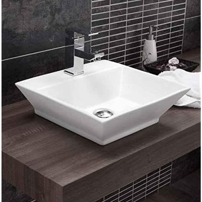 Bassino 40.6x40.6x13cm Ceramic White Wall Hung Wash Basin