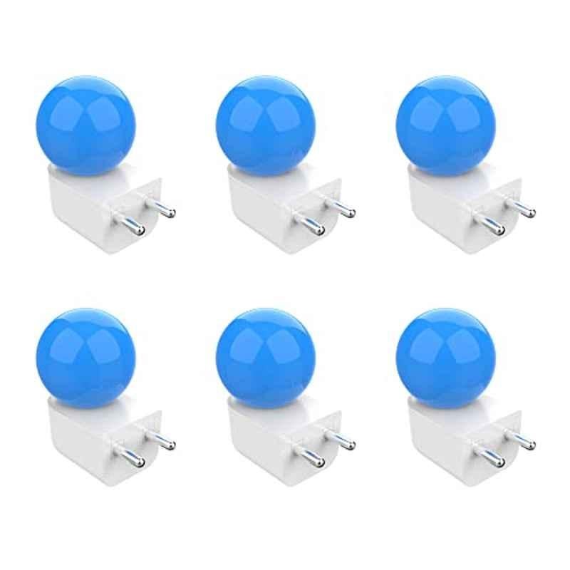 Fybros Bloom 0.5W Polycarbonate Blue Round LED Night Bulb with Plug & Play, FLS5294F (Pack of 6)