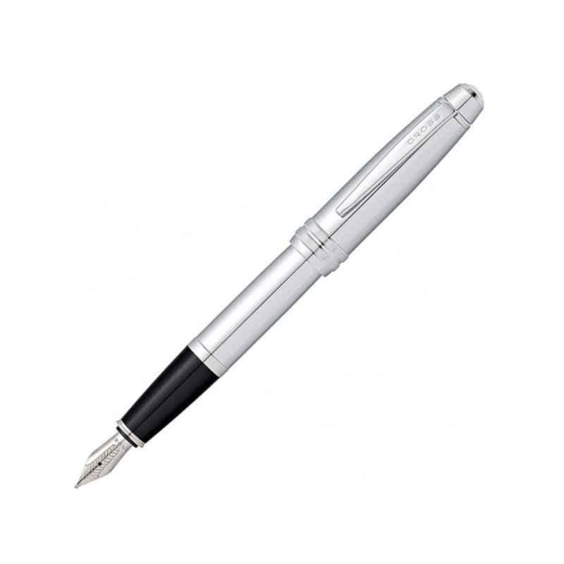 Cross Bailey Black Ink xxlarge Nib Chrome Finish Fountain Pen with 2 Pcs Black Pen Cartridges Set, AT0456-10MS