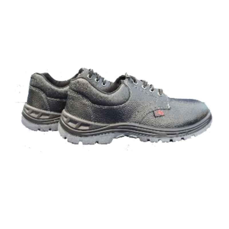4S Relief Leather Buffalo Barton Print Black Safety Shoes, Size: 8