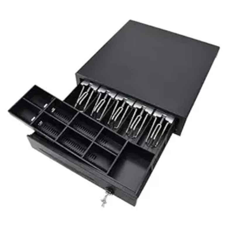 Swaggers Metal Black Billing Cash Drawer with 5 Notes & 8 Coins, Swcd-12