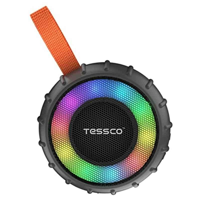 Tessco 5W Black Wireless Stereo Speaker with Rich Bass, RGB Lights & 6-8 hr Playtime, FS-344