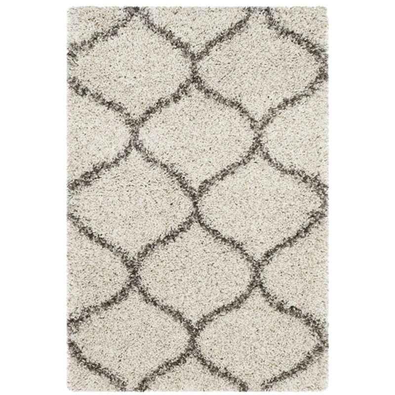 Carpetify 3x5ft Ivory & Grey Fur Shaggy Rug Carpet, 0609YJ25P7X