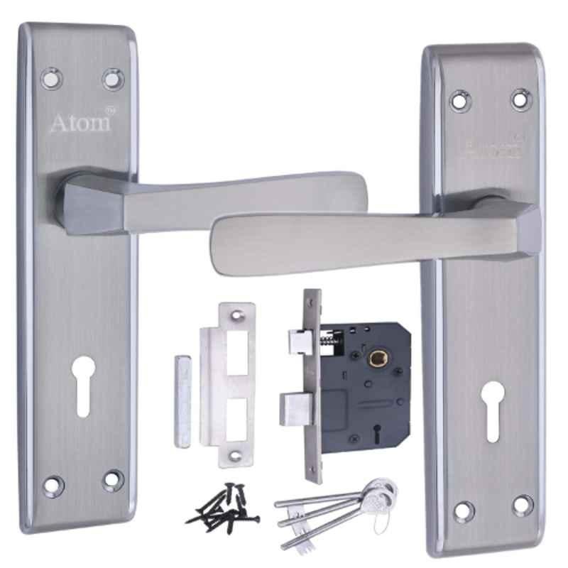 ATOM 7 inch Brass & Iron Chrome Plated Matt Finish Mortise Door Lock Set, MH-1002-KY-CPMATT