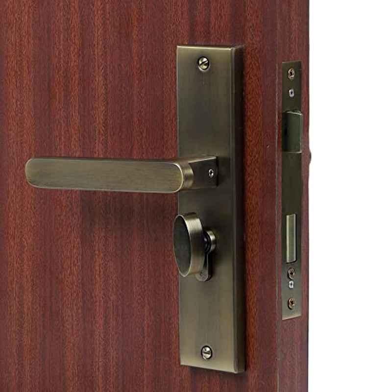 Homexpert LB304 8 inch 60mm Stainless Steel Antique Brass Finish Cylindrical Plate One Side Key Mortise Door Lock Set