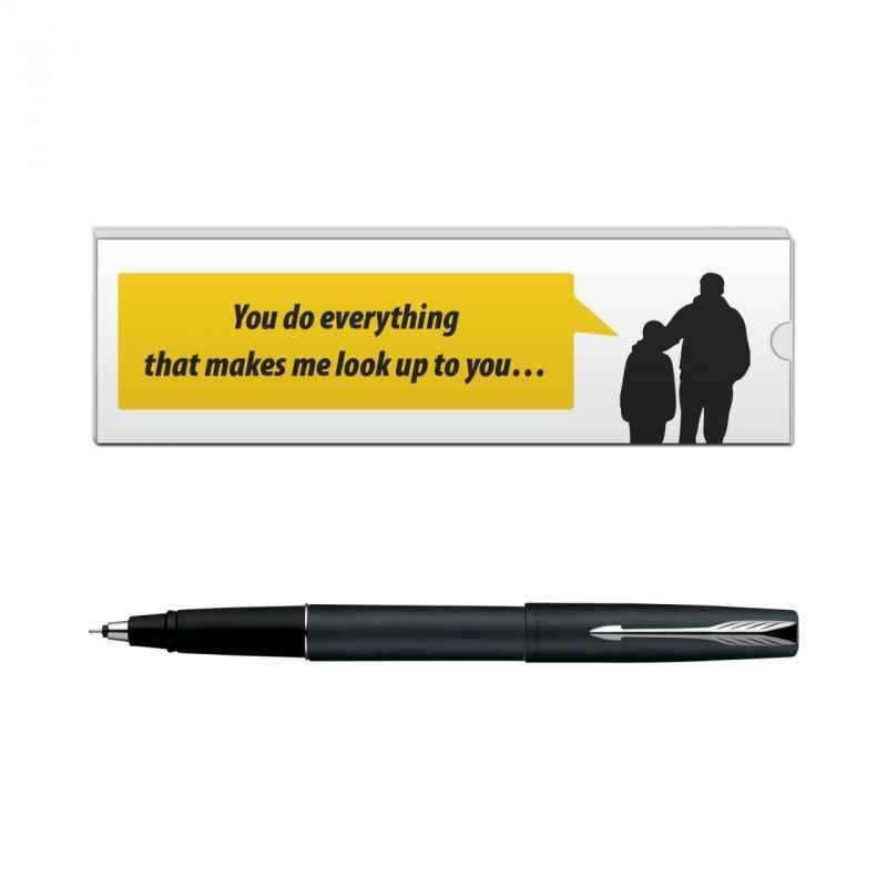 Parker Frontier Matte Black CT Roller Ball Pen with Dad Quote-7, 9000020194