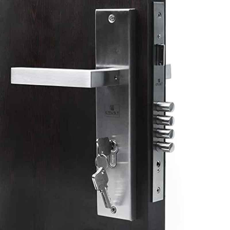 Homexpert LB-201 10 inch Stainless Steel Silver Cylindrical Plate One Side Key Mortise Door Lock Set