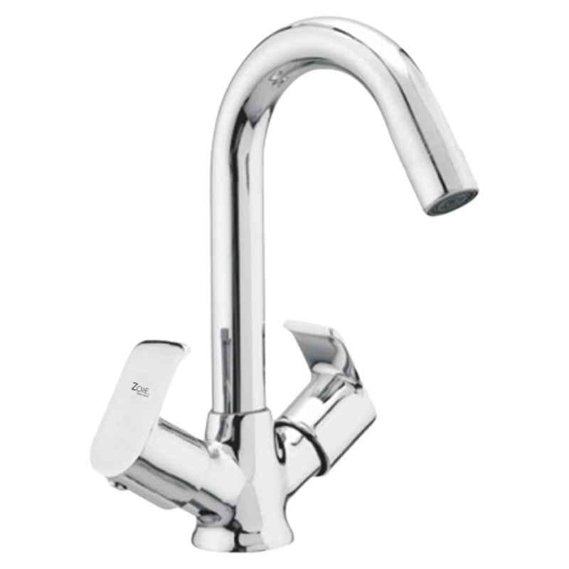 Zoie Stonex Brass Silver Chrome Finish Basin Mixer, Z27017
