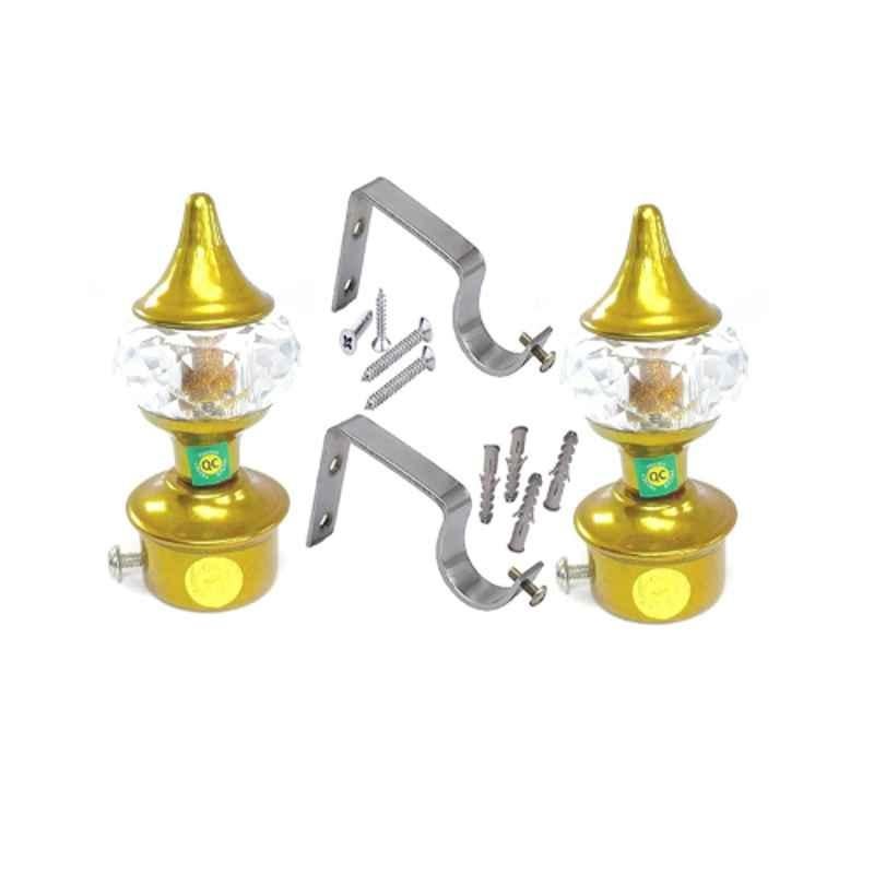 Ztxon SCB01 2 Pcs Steel Gold Diamond Crystal Solid Curtain Brackets Set