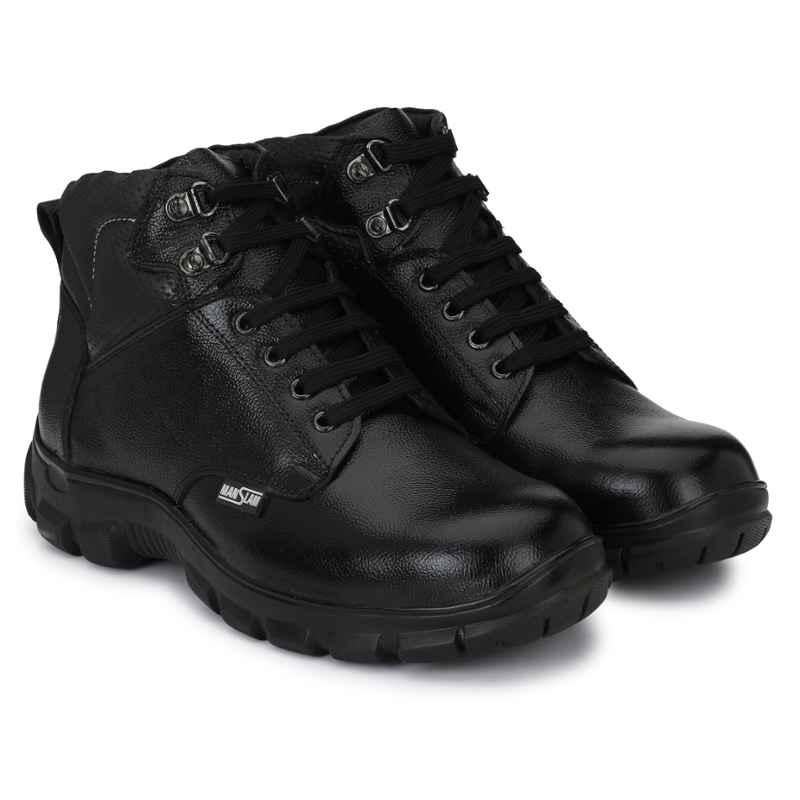 Manslam MLM20 Black Steel Toe Work Safety Shoes, Size: 9