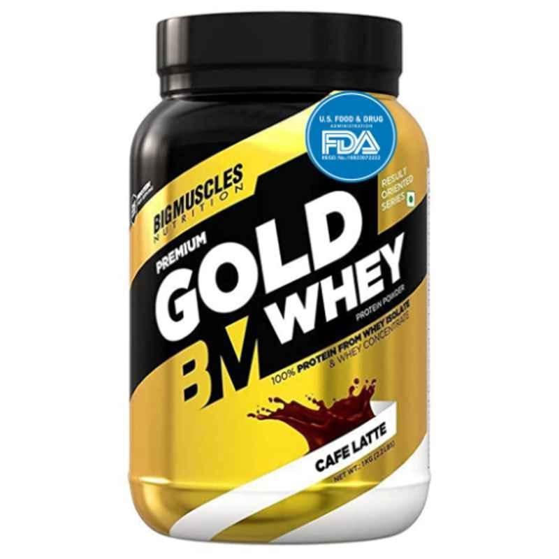 Big Muscles 1kg Cafe Latte Premium Gold Whey Protein