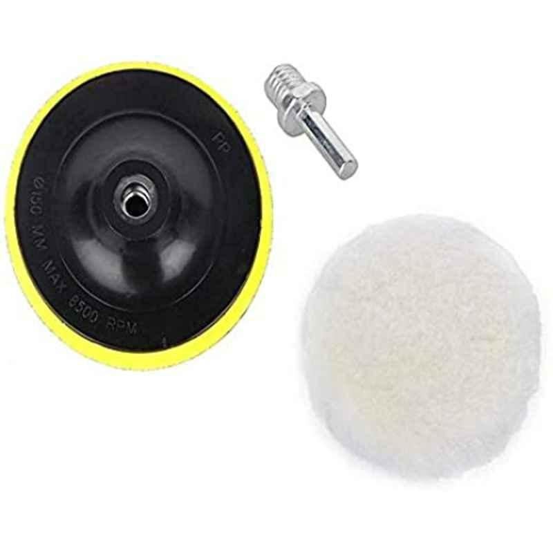 ISC 5 inch White Backup & Wool Pad with M10 Adaptor for Car Polisher