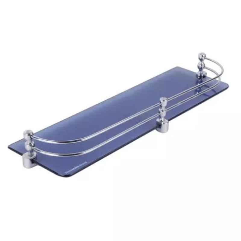 Harbalife 12x5 inch Black Toughened Glass Multi-Purpose Wall Mount Shelf, TS6M612