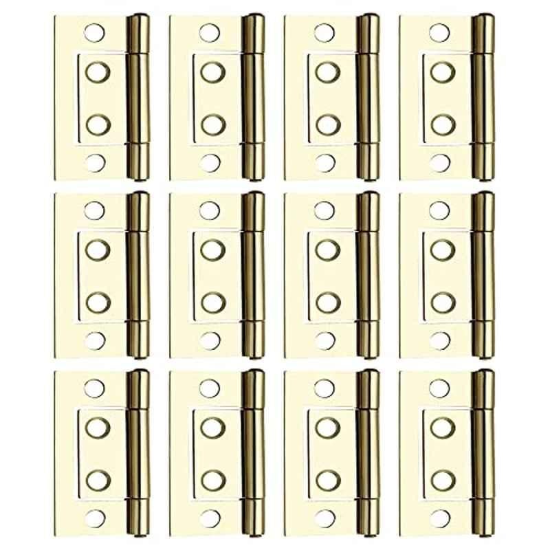 Screwtight 1.5 inch Iron Brass Effect Finish Cabinet Flush Hinge, â€ŽS170701EB-12 (Pack of 12)