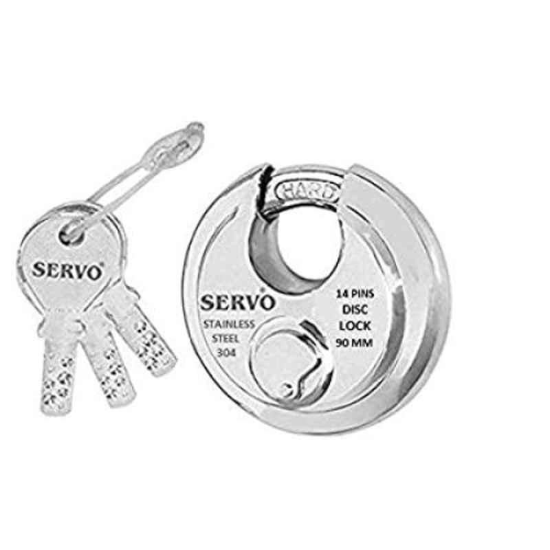Smart Shophar 90mm Stainless Steel Silver Disc Ultra Keys Shutter Lock, SLK40SL-DISK-UKSL90-P1 (Pack of 5)