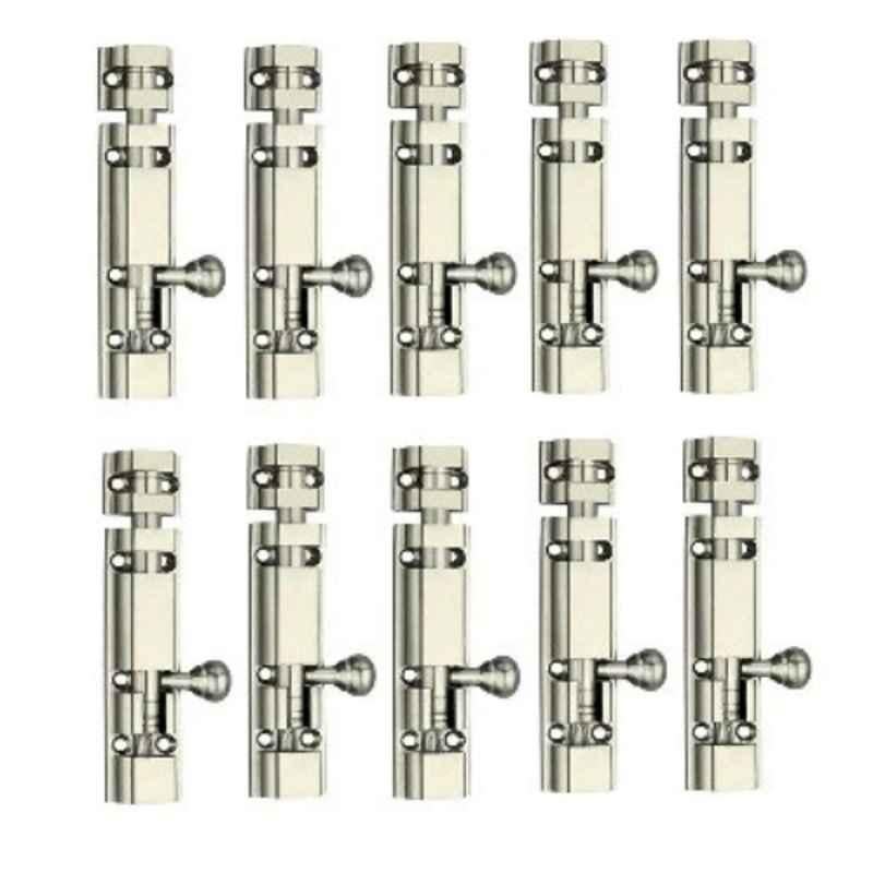 MSP M-2501 10 Pcs 6 inch Aluminium Silver Tower Bolt Set for Doors & Windows, M-2501SS6-10