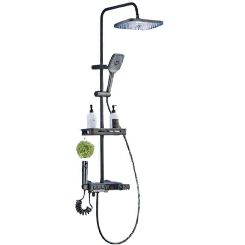 ZeeCry 4-in-1 Black Matt Stainless Steel 304 Wall Mounted Thermostat Digital Multifunction Shower Panel