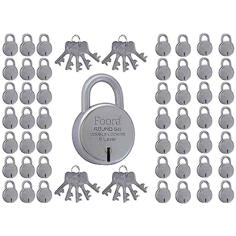 Foora 50 Pcs Silver Metal Door Padlock Set with 20 Common Keys