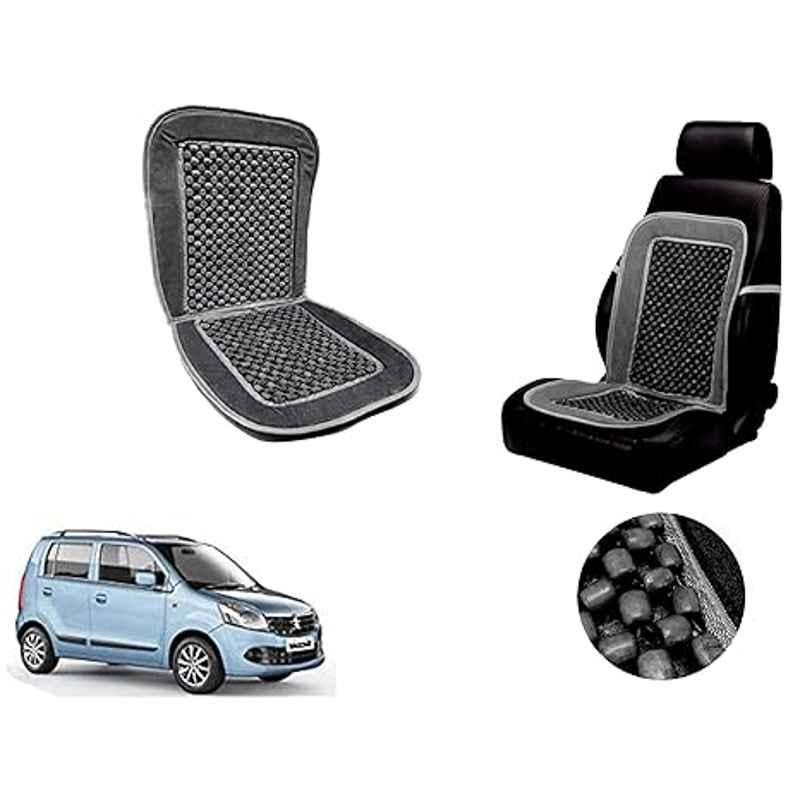 Auto Pearl PU, Velvet & Wooden Beads Grey Rectangular Seat Cushion for Maruti Suzuki WagonR 2013