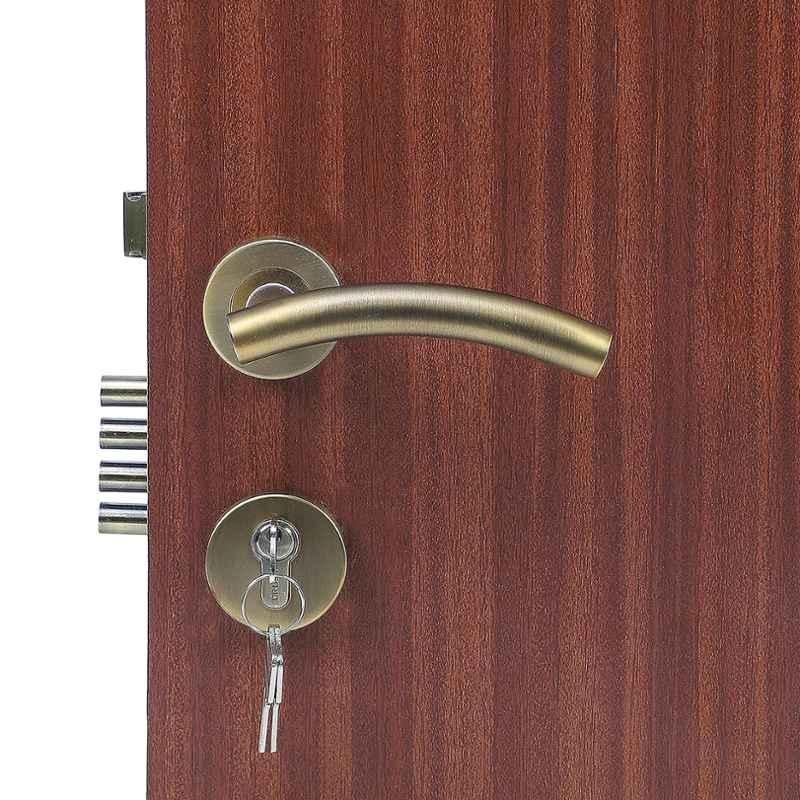 Handle Waala Rose LB-1102 60mm Stainless Steel Antique Brass Finish Both Side Key Mortise Door Lock Set