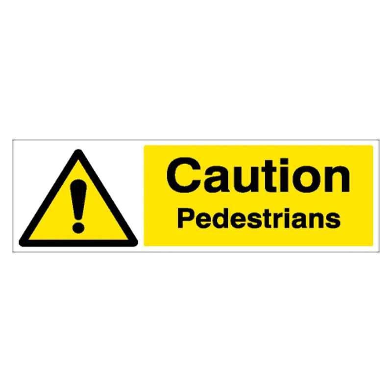 SUNSIGNS 450x150mm Vinyl & ACP Sheet Caution Pedestrians Signage, SN0219VNLM3HPIFAL