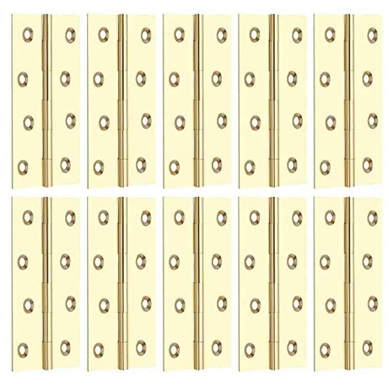 Screwtight 4 inch Brass Polished Door & Cabinet Butt Hinge, B170108PB-10 (Pack of 10)