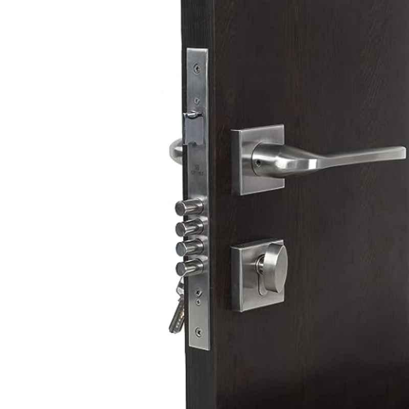 Homexpert Rose Bullet-R-OSK 60mm Stainless Steel Silver One Side Key Mortise Door Lock Set