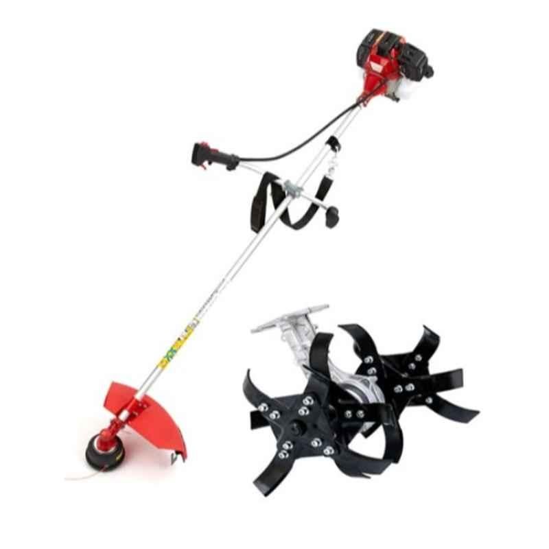 KISTON KOREA 2.2HP 52cc 2 Stroke Heavy Duty Petrol Engine Sidepack Brush Cutter with Round Tiller Set, KEBCBBW52