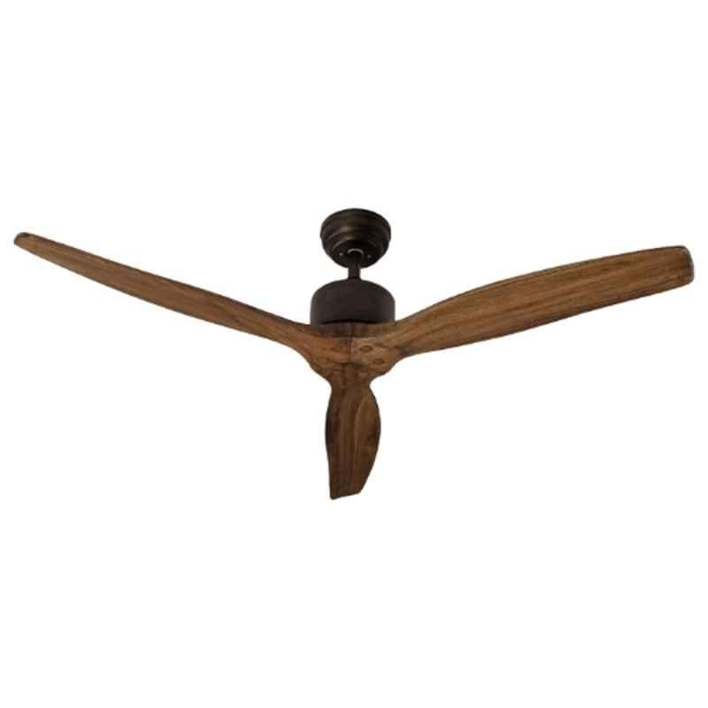 Aera TREEN-07 65W Matte Black & Dark Tan Decorative Ceiling Fan with Remote, Sweep: 1320 mm