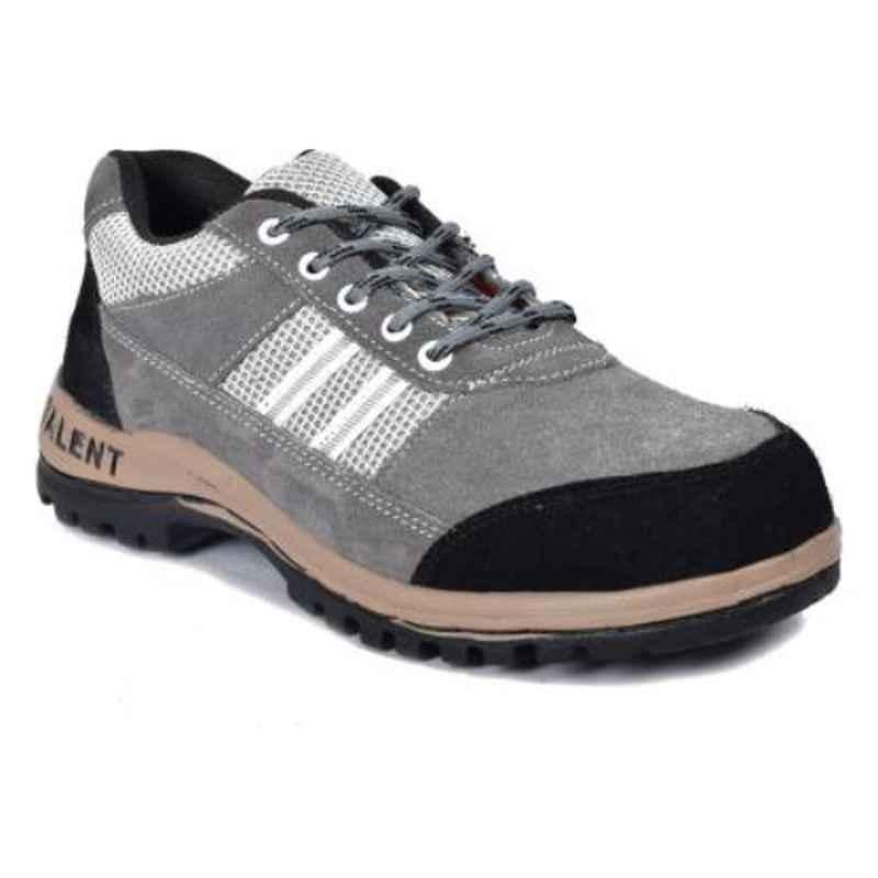 Adzon Talent Leather Grey Steel Toe Safety Shoes, 2124, Size: 7