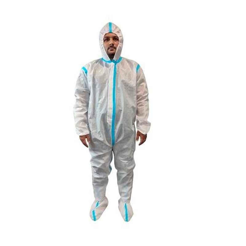 Indigo Exim PPE-2 Laminated Non-Woven Fabric PPE Coverall Suit with Hot Air Seam Sealing Tape