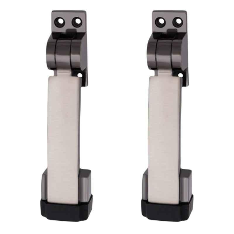 ATOM 1.5 inch Black Silver Finish Adjustable Door Stopper with Rubber Tip, DS001-BS-102 (Pack of 2)