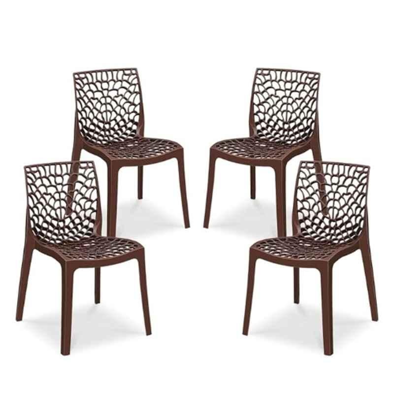 Maharaja Wave 43x79.5x49cm Plastic Brown Outdoor Chair without Arm Rest (Pack of 4)