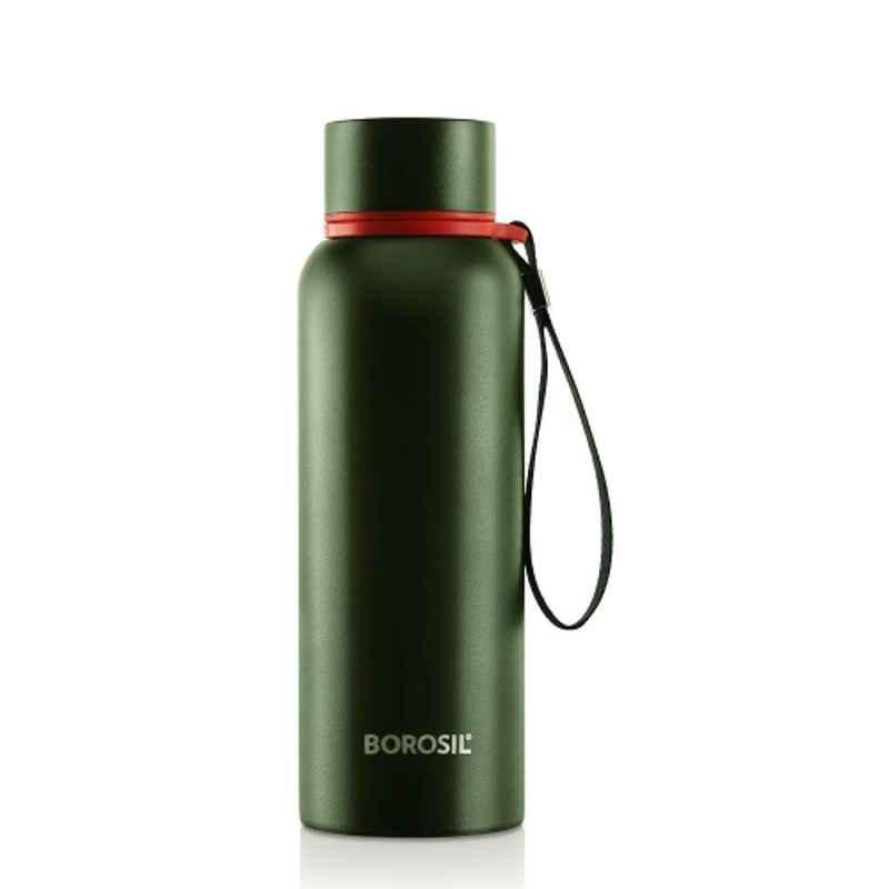 Borosil Trek 500ml Stainless Steel Green Hydra Vacuum Insulated Flask Water Bottle, BT500GRN101