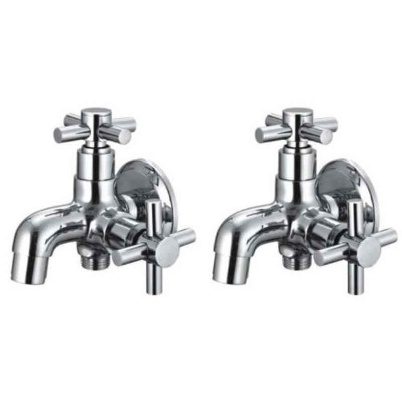 Drizzle Corsa 2 Pcs 2 in 1 Brass Chrome Finish Silver Bib Cock Set, ABC2IN1CORSA2
