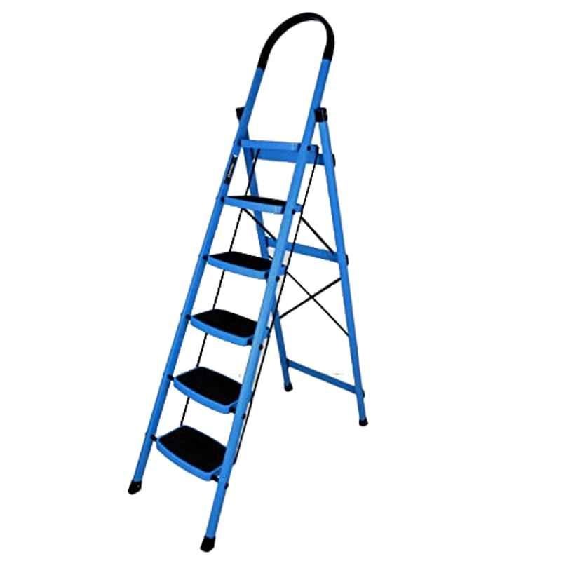 Plantex Alloy Steel Blue & Black 6 Step Anti Skid Ladder