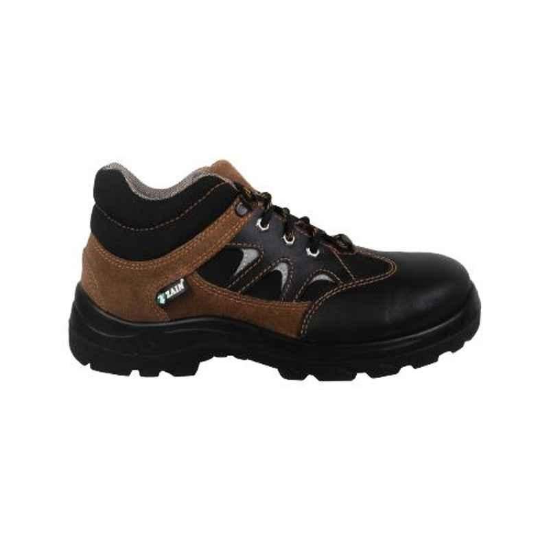 Zain Dexter Plus Leather Steel Toe Black & Brown Work Safety Shoes, 82334, Size: 7
