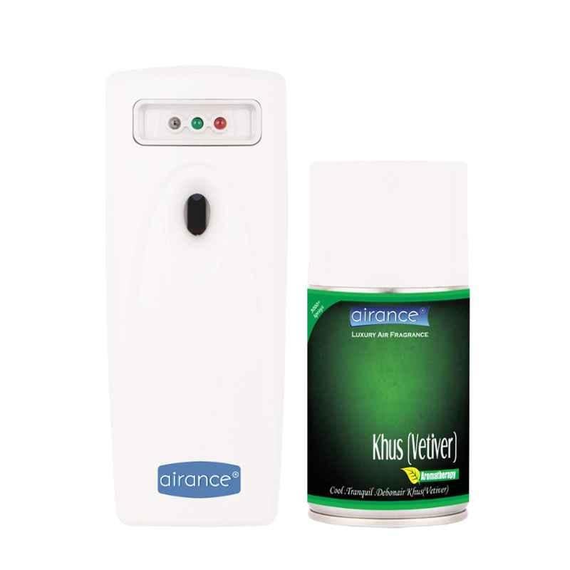 Airance Automatic Air Freshener Dispenser with 250ml Khus (Vetiver) Refill Bottle, Air-CMB-DISP-LED-A3-VR-03