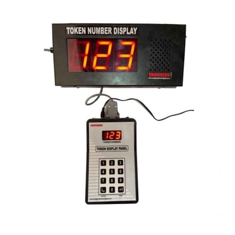 Swaggers Prime Black & Grey Digital Indian Token Display Machine with Hindi-English Voice & 1 Year Warranty