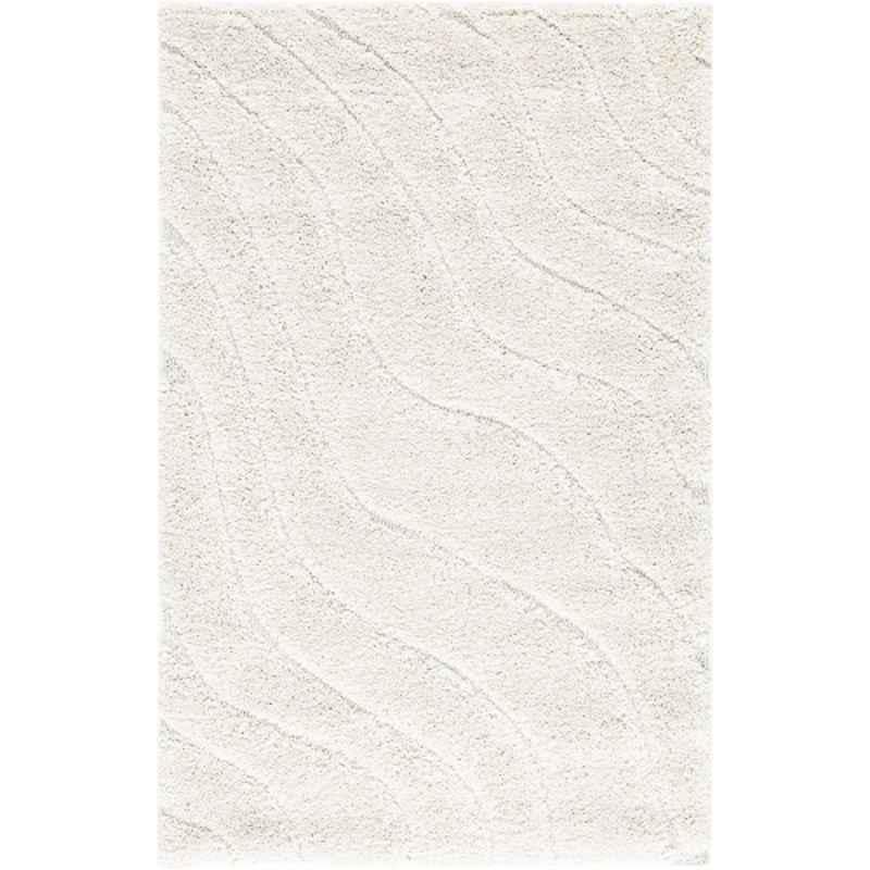 Carpetify 3x5ft Cream Abstract Wavy Design Shaggy Carpet, 1224YR08T71