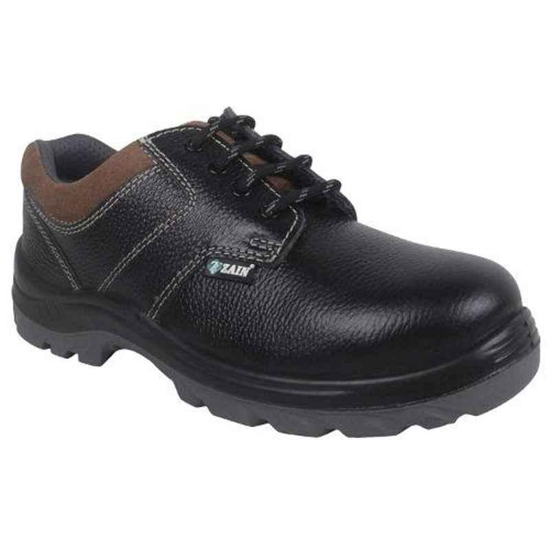 Zain Zm-04 Leather Steel Toe Black Work Safety Shoes, 82335-07, Size: 10